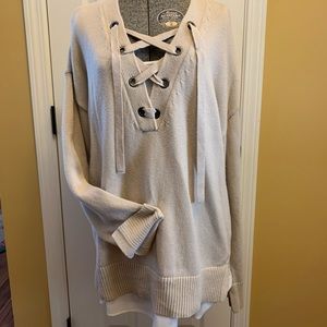 V-neck Sweater with Attached White Mock Shell.